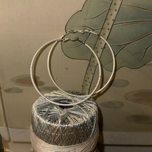 Large Hoop Earrings - Pearl White